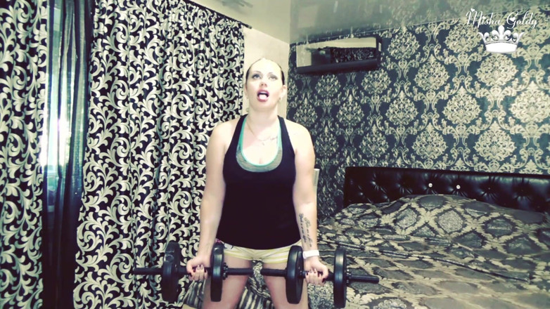 Goddess Misha Goldy: 105 weight liftings repeats for biceps challenge!