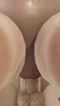 Doggystyle jebanie na schodach w publicznej kąpieli - POV i wytryski na jej plecach animacja porno 3D