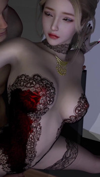 3D 可爱女郎穿着性感内衣坐在大鸡巴上