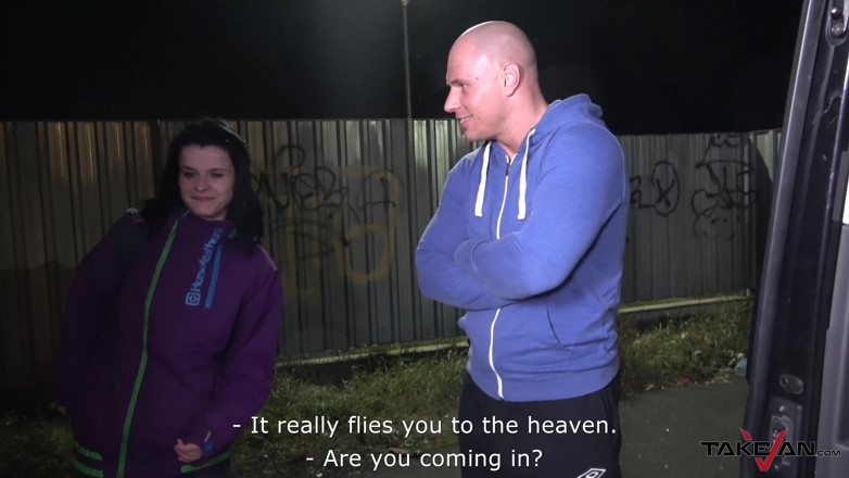 Take Van: Skinny tramp is shaking her small tits on a massive...
