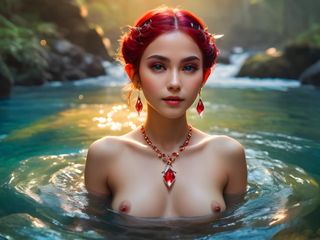 AI Girls: 21 nakna bilder av vackraste älvflickor som bär röd diamant halslös - 3