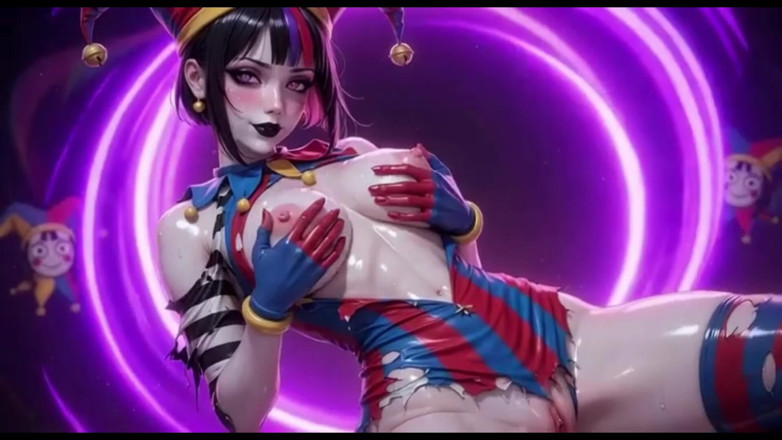 Ianimedia: Clownmeisje bedekt met dik sperma - Ahegao &amp; tietenspel compilatie
