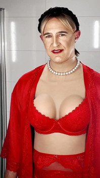 Sissy in Red Lingerie.