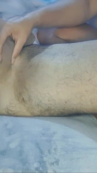 My Girl Make Me a Delicious Handjob with Oil, Licks, Spits and Much Horny