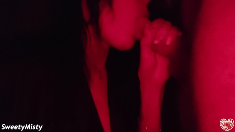 Sweety Misty: Hot girlfriend sensual blowjob big cock before party - closeup