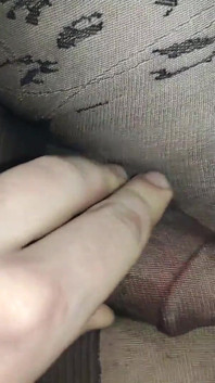 Rubbing My Huge Dick in Stepsister's Beautiful Black Pantyhose with a Pattern