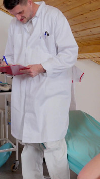 Big busty muslim teen girl Zeynep Rossa gets anal temperature measured by 2 old doctors