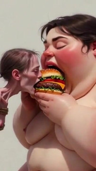 Intense Feeding Session - SSBBW Humiliates and Fattens Thin Girl