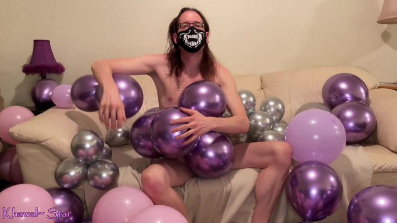 Khawal Star: Long hair looner Khawal balloon fun w cum n pop