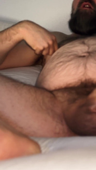 Pro bator, manspread de oso peludo, gooning profundo, cum
