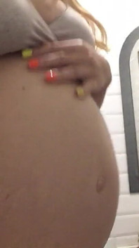 Teasing My Big Pregnant Belly and Hairy Pussy