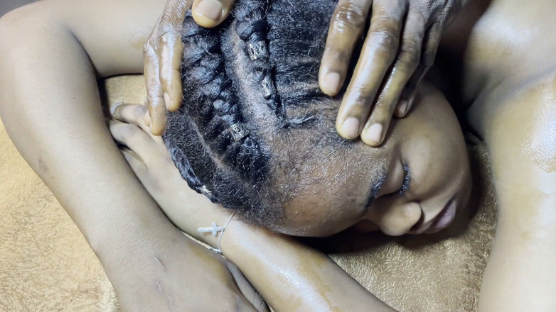 African Beauties: Hair Fetish for Ebony Teen Receiving Cum