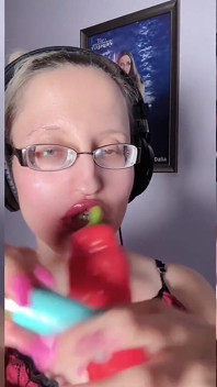 Asmr Paprika Pepper Eating - Asmr, Eye Glasses, Gianess, Lipstick, Big Lips, Mouth, Food, Face Fetish, Long Nails