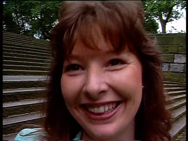 Lucky Cooch: Beautiful brunette lady at the outdoors interview