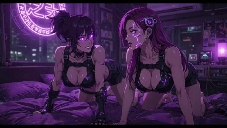 Hot girl dancing: Cyberpunk Fun Girls in Their Room, Ai Animation