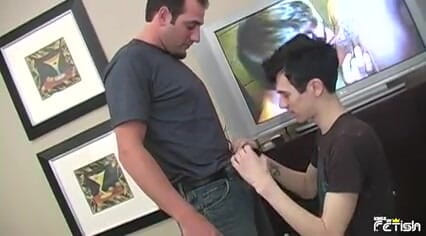 Gay Diaries: Skinny dude calls the room service guy to repair tv...