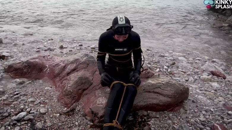 UKCuteGirl Lucy Lauren: Begging to Be Tied up in 8mm Beuchat - Wetsuit Girl Struggles...