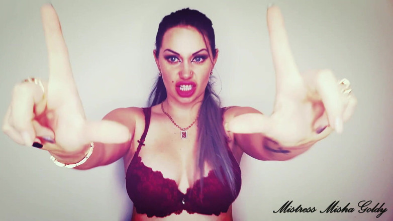 Goddess Misha Goldy: Verehre meine lippen, verlierer-symbol und mittelfinger! Demütigende wichsanleitung