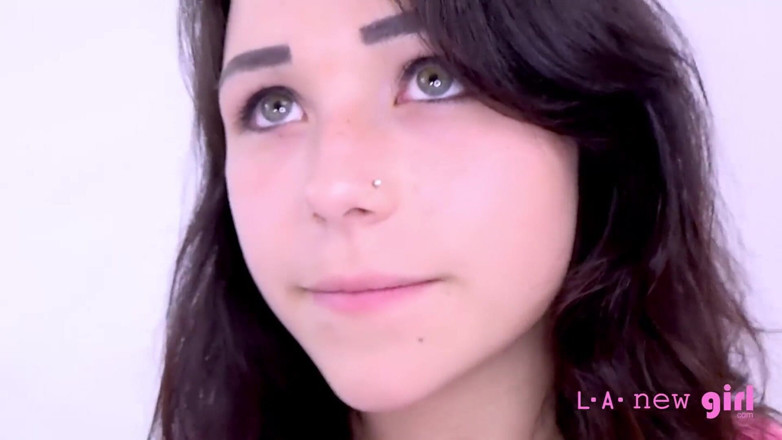 L.A. New Girl: Amateur tiny teen sucks &amp; fucks big cock at photoshoot for...