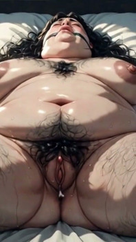Massive sSBBW geknebelt auf dem bett - erschreckt &extrem nasse behaarte muschi