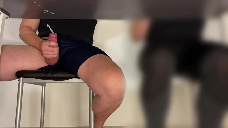 Lucas Nathan King: Huge Cumshot Under the School Table | Masturbating in School