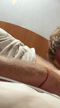 Suck Each Other with Stepdad and Cum in Mouth in Hotel