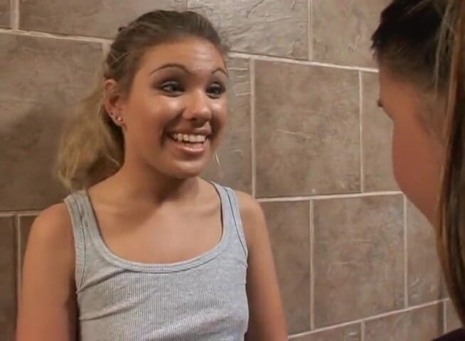 Hot Lesbians X: Lesbians lick each other in the college bathroom