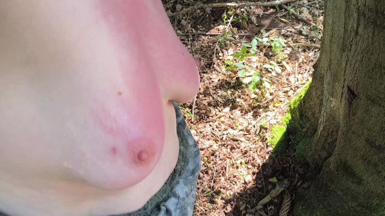 Bouncy Tits Action: Sapnking Her Naked Ass and Tits in the Woods