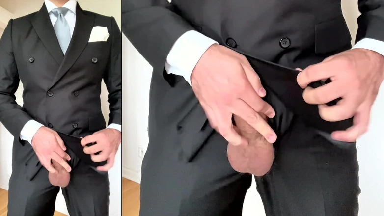 Master Shiny Shoes: Suited Businessman Jerking off