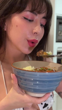 Cooking Dinner with Luna While Wearing a Tiny Bikini