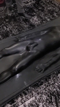 Cute twink tormented in latex vacbed