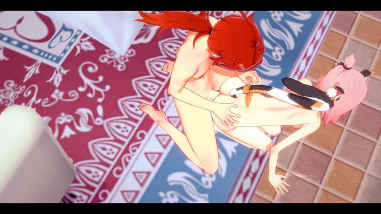 HentaiTubes: Genshin Impact Hentai - Diluc a Diona kouření a šukání zezadu s...