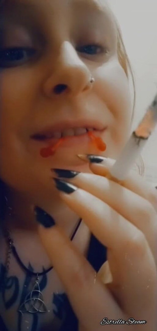 Estrella Steam: Smoking girl close up