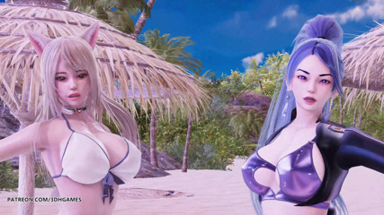 3D-Hentai Games: [MMD] Generația fetelor - Holiday Ahri Kaisa dans fierbinte cu striptease în...