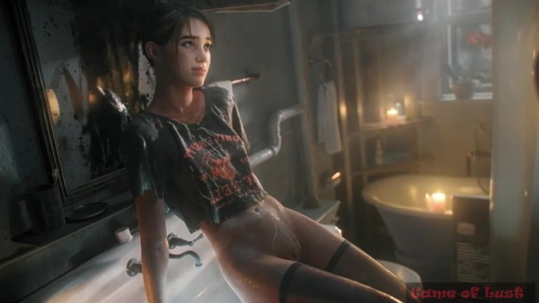 Game of Lust 3D: Gol Ellie Halo šukání v koupelně a výstřik
