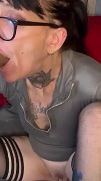 Gagging and Squirting Over Dildo