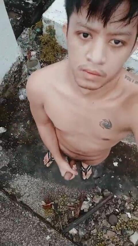 KrakenTwink: Menunggu ayah tiri di luar rumah! Pinoy Twink Bogel Zakar...