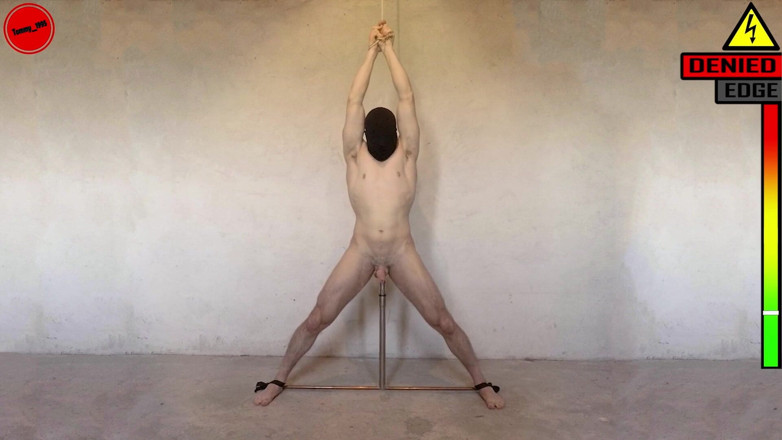 Tommy_1995: Restrained straight guy edging t-bar anal probe vibrator and cruel...