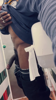 Black Cock Caught in Toilet