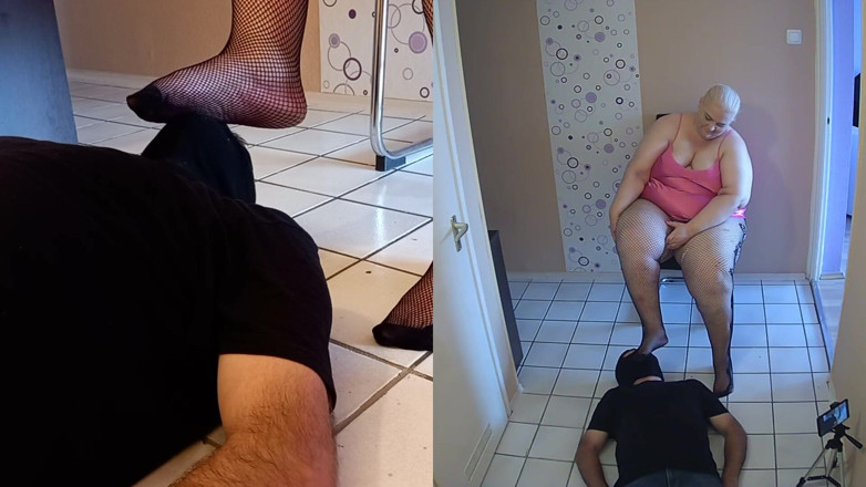 Worshipped by Alex: Worshiping the fishnets feet of a BBW