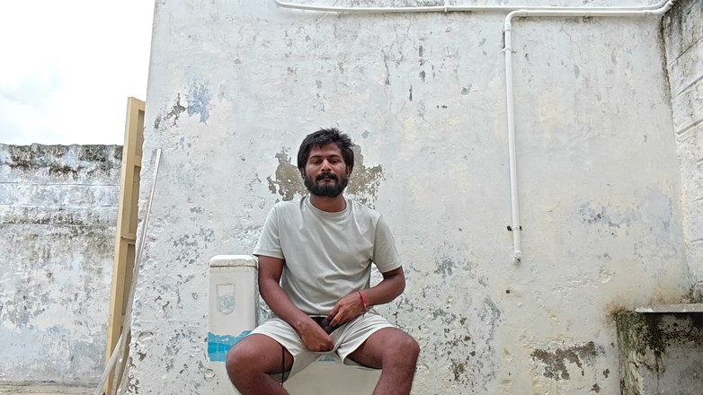 KUMBHA MANOJ KUMAR: Washing the Bathroom in Xhard Village
