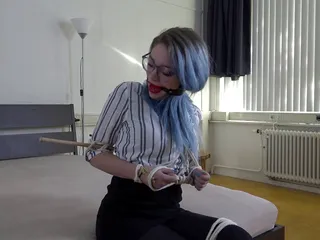Restricting Ropes: Luna Grey - secretary ballgagged