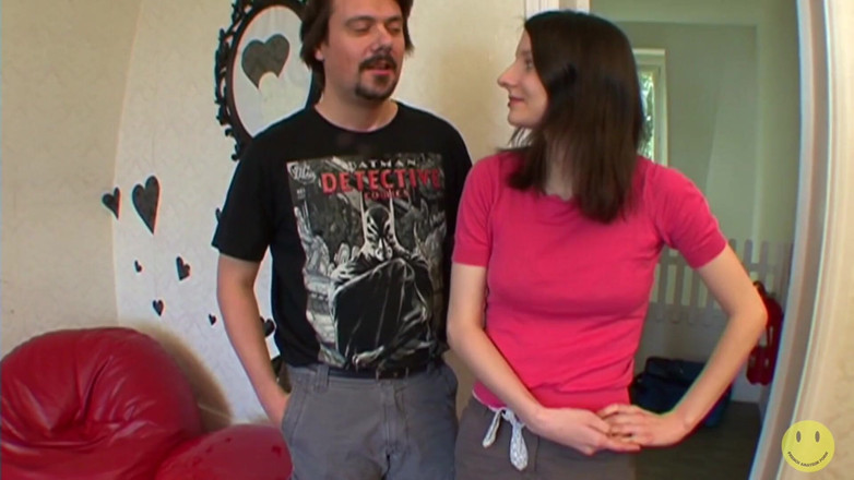French Amateur Porn: 2 dudes for skinny pauline