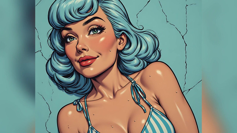 AI Porn: Awek bertetek besar dalam seni pakaian renang