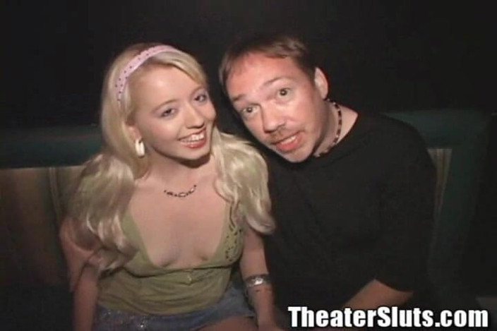 Theater Sluts: Sultry Voice Sophisticated Blonde Slut Group Fucked in Porno Theater