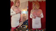 TS Lilly Sophie Plays with Her Big Tits and Hard Girlsdick in Her White Dress and Cums with Masturbator thumbnail