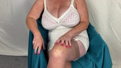 Mrs Mature Feet Posing in Her Vintage Corsalette and Vintage Stockings