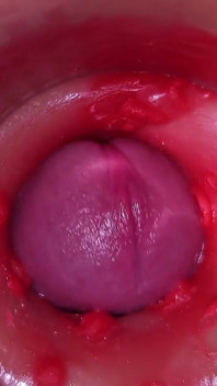 Kamera i vagina, livmoderhalsen POV, creampie