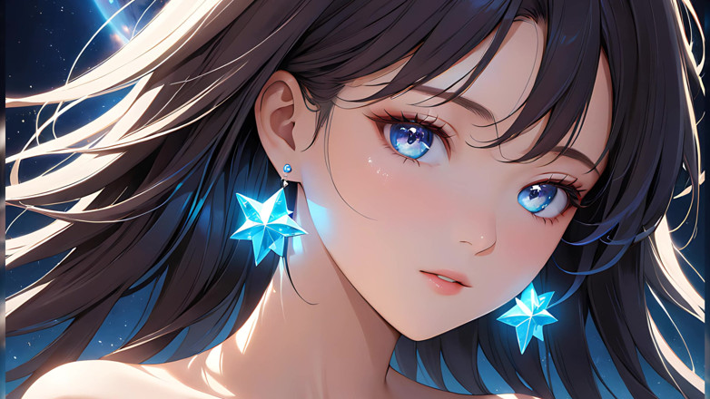 LustRender: Cosmic Serenity: krásná mladá žena se hvězdným prachem na tvářích