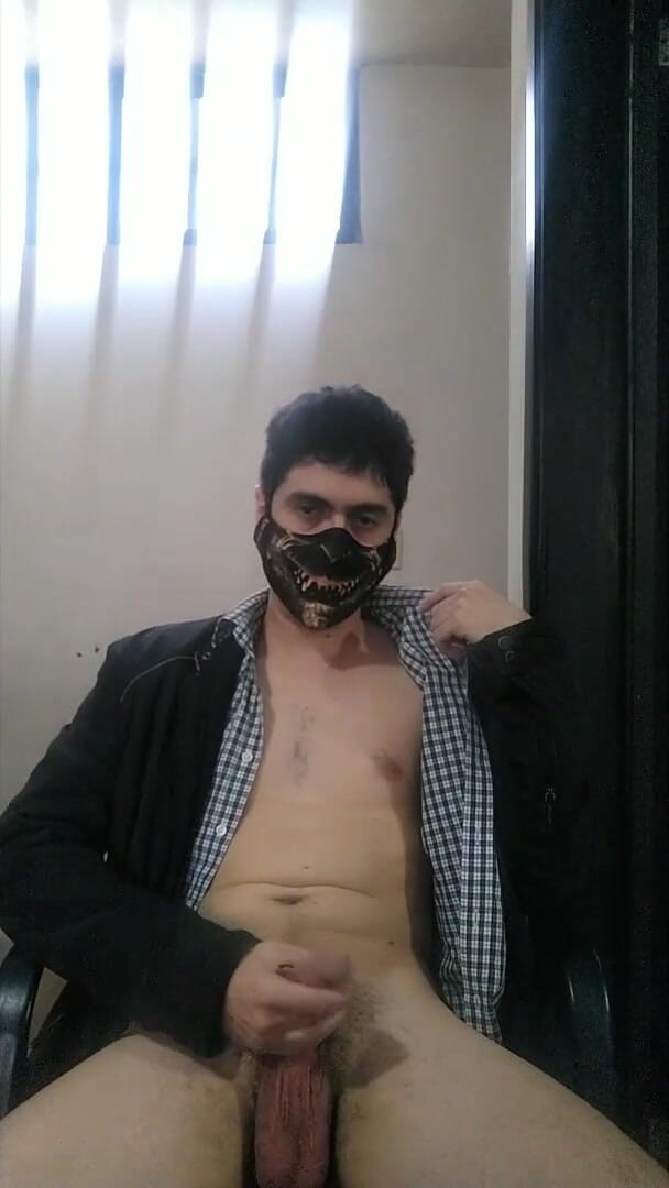 Tabasco Jake: Guy with Gremlin Mask Plays with His Huge Long Dick